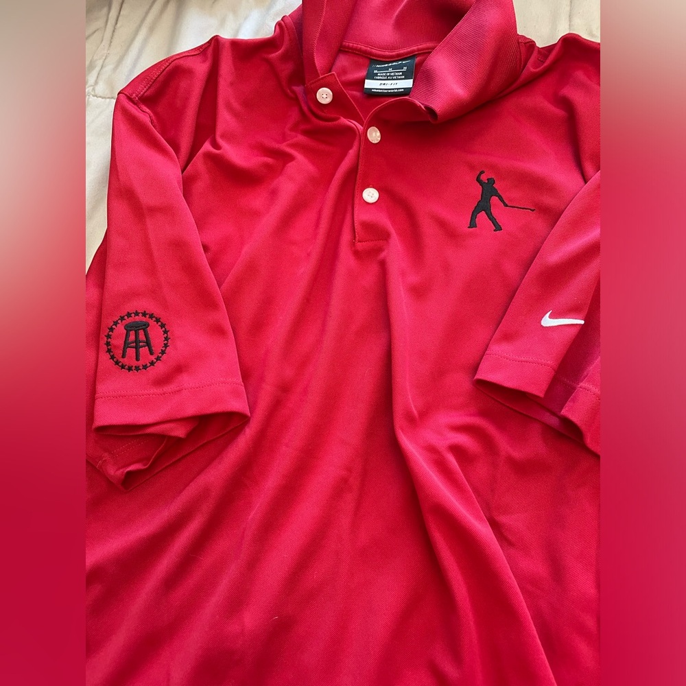 Barstool Sports Red Tiger Woods Foreplay Nike Holf Polo size medium EUC